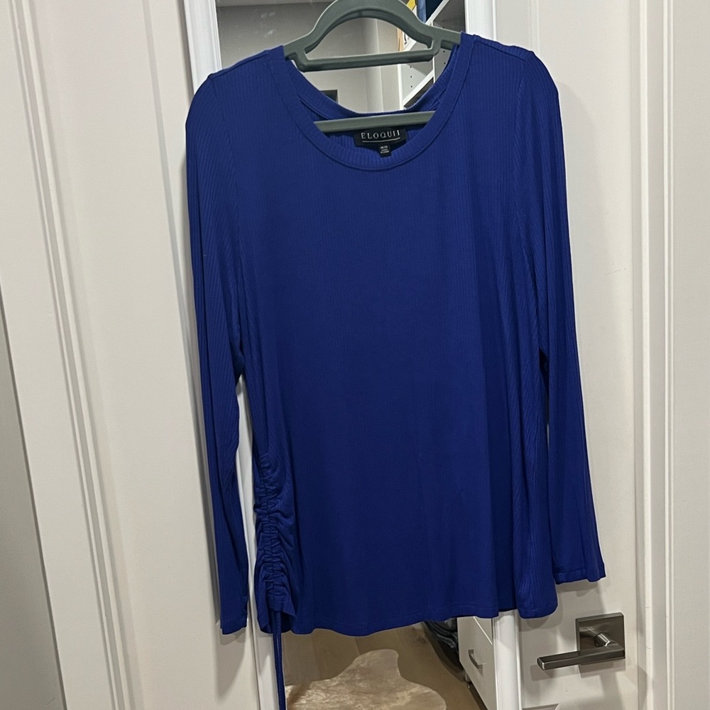 Eloquii Women's Vibrant Blue Long Sleeve Top